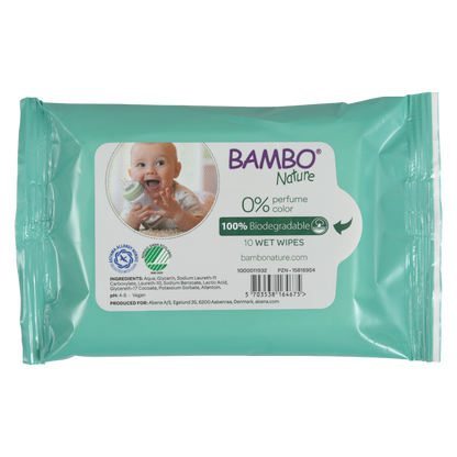 Bambo Nature Bio Wipes Mini Travel Pack 10pcs