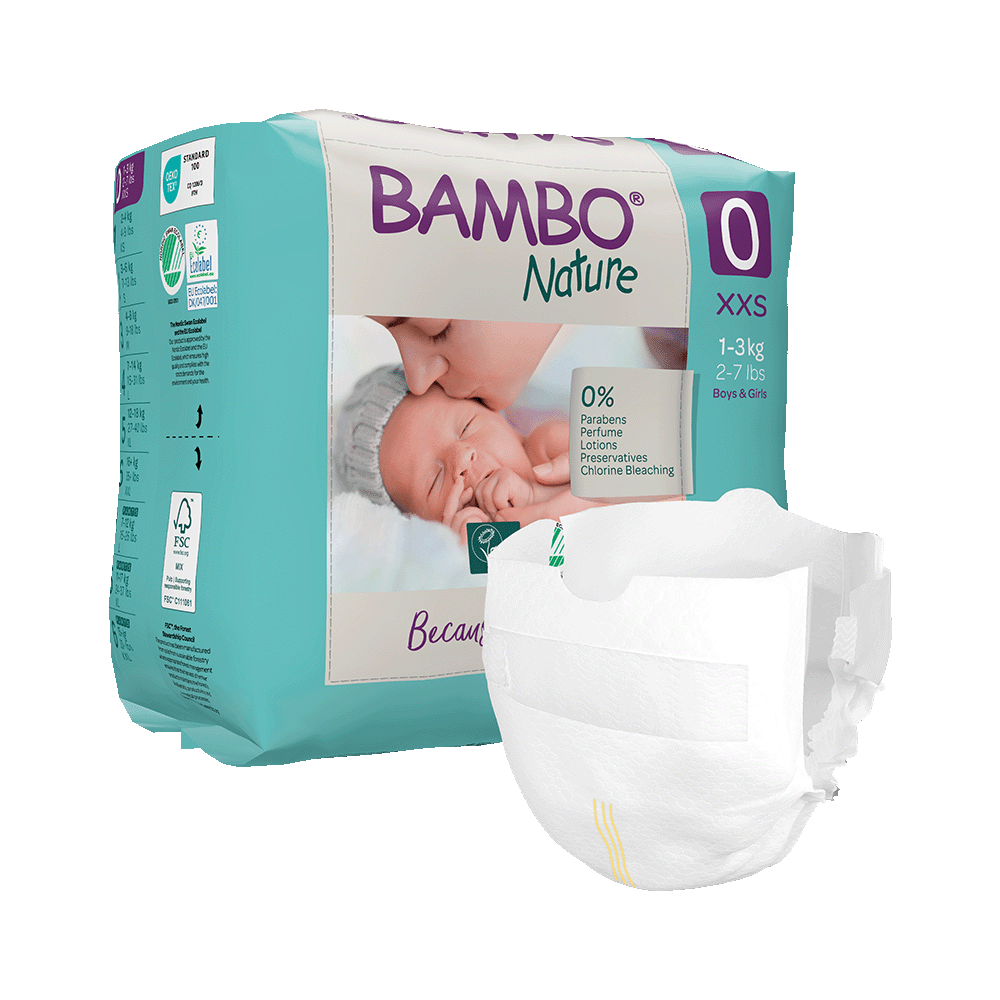 Bambo Nature Nappies - Size 0 (1-3kg/2-7lbs)