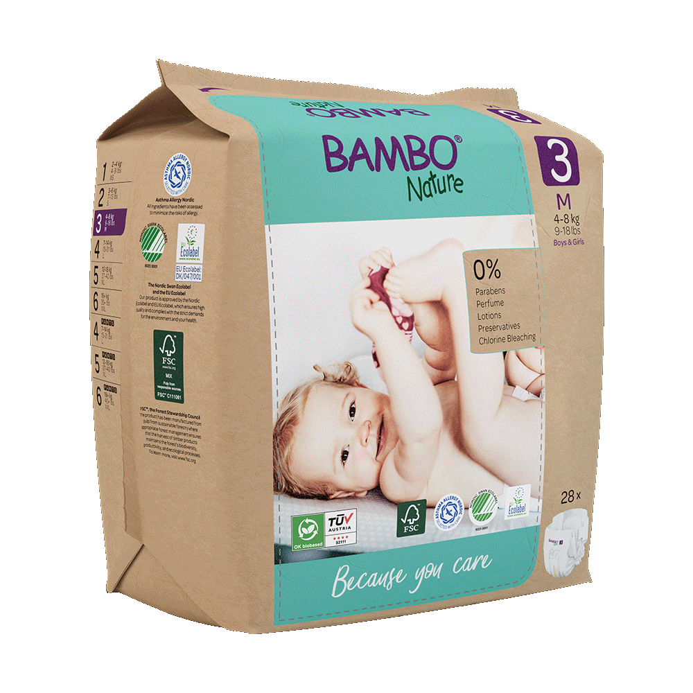 Bambo Nature Nappies - Size 3 (4-8kg/9-18lbs)