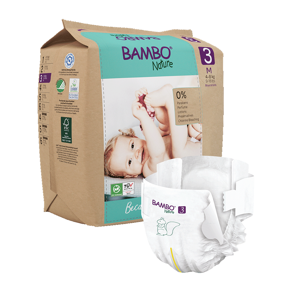 Bambo Nature Nappies - Size 3 (4-8kg/9-18lbs)