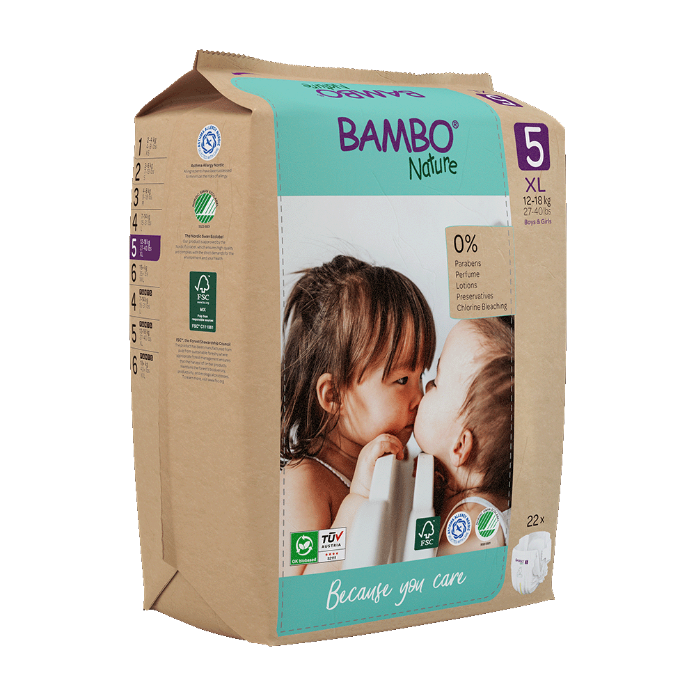 Bambo Nature Nappies - Size 5 (12-18kg/27-40lbs)