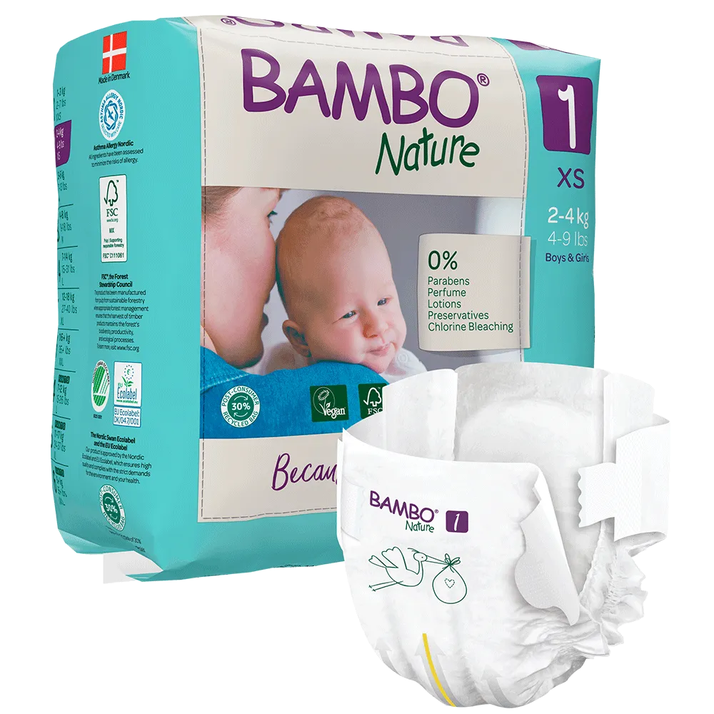 Bambo Nature Nappies - Size 1 (2-4kg/4-9lbs)