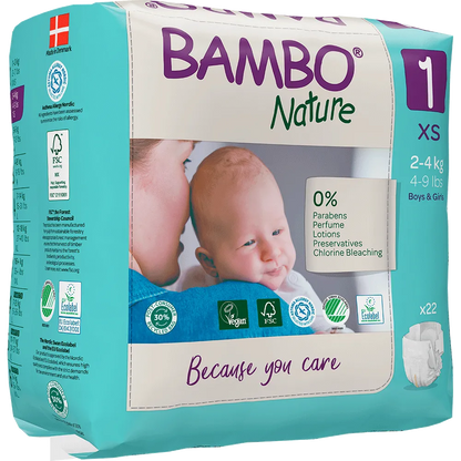 Bambo Nature Nappies - Size 1 (2-4kg/4-9lbs)