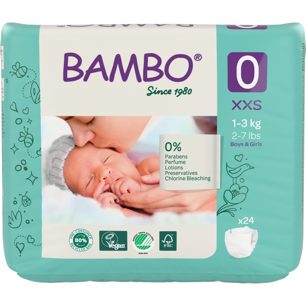 BAMBO Nappies - Size 0 (1-3kg/2-7lbs)