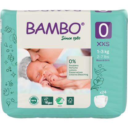 BAMBO Nappies - Size 0 (1-3kg/2-7lbs)