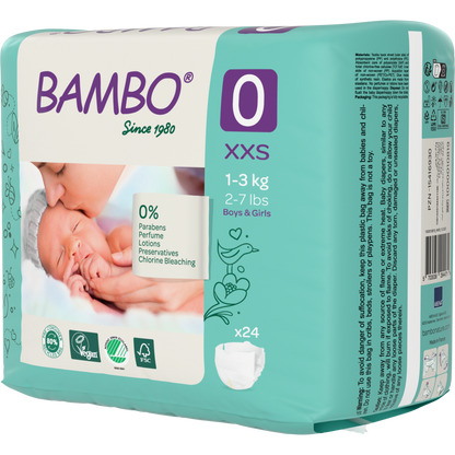 BAMBO Nappies - Size 0 (1-3kg/2-7lbs)
