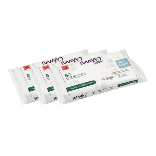 Bambo Nature Aqua Wet Wipes, 3-pack bundle, 156 wipes