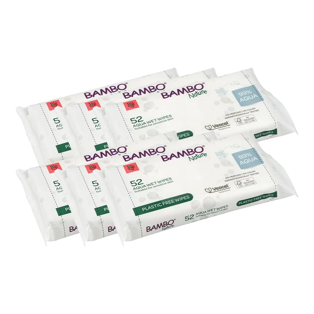 Bambo Nature Aqua Wet Wipes, 6-pack bundle, 312 wipes