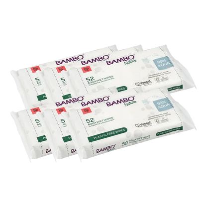 Bambo Nature Aqua Wet Wipes, 6-pack bundle, 312 wipes
