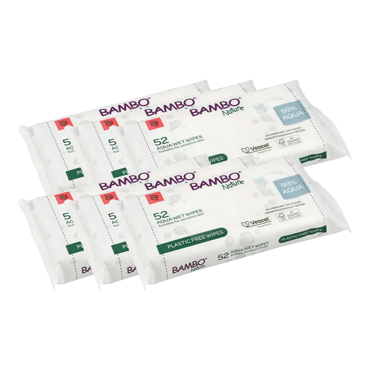 Bambo Nature Aqua Wet Wipes, 6-pack bundle, 312 wipes