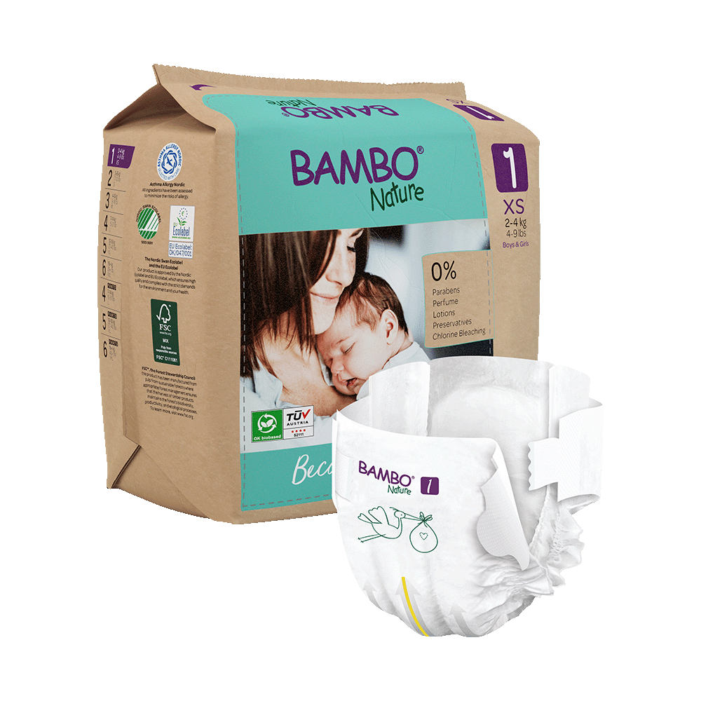 Bambo Nature Nappies - Size 1 (2-4kg/2-7lbs)