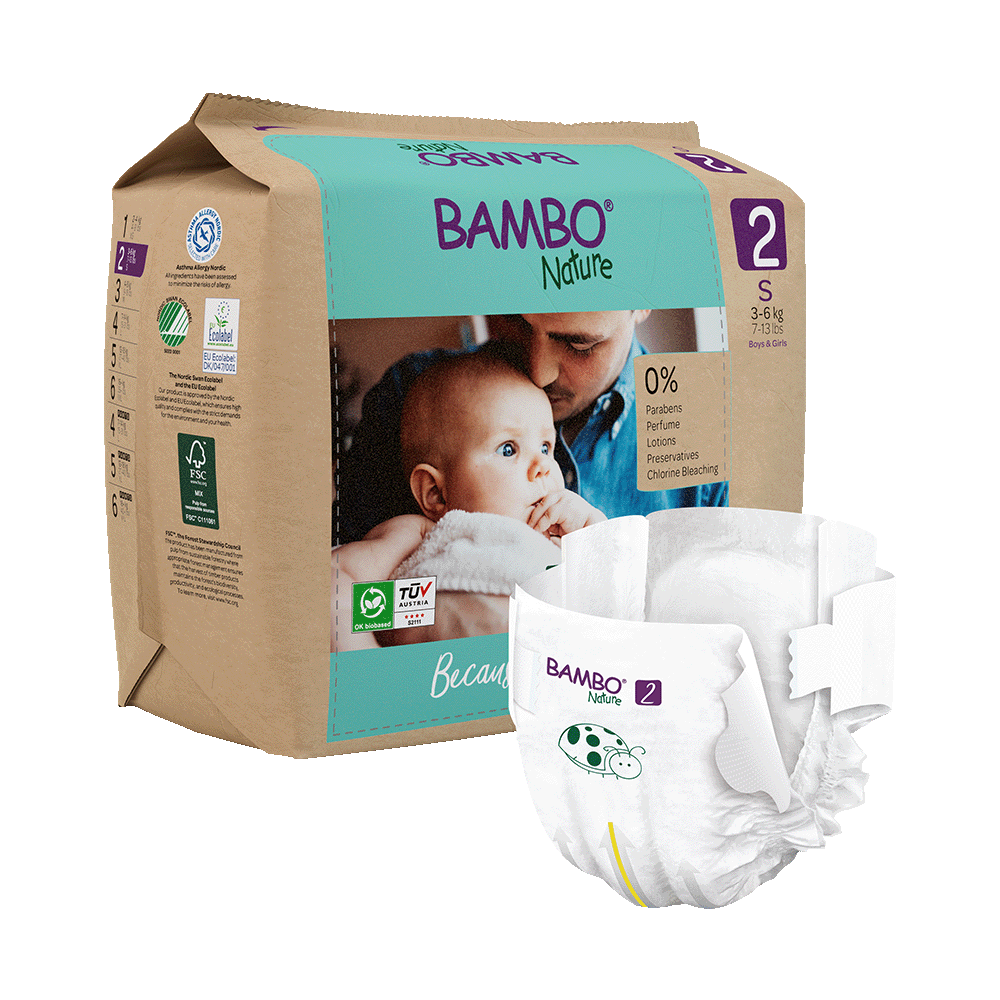 Bambo Nature Nappies - Size 2 (3-6kg/7-13lbs)