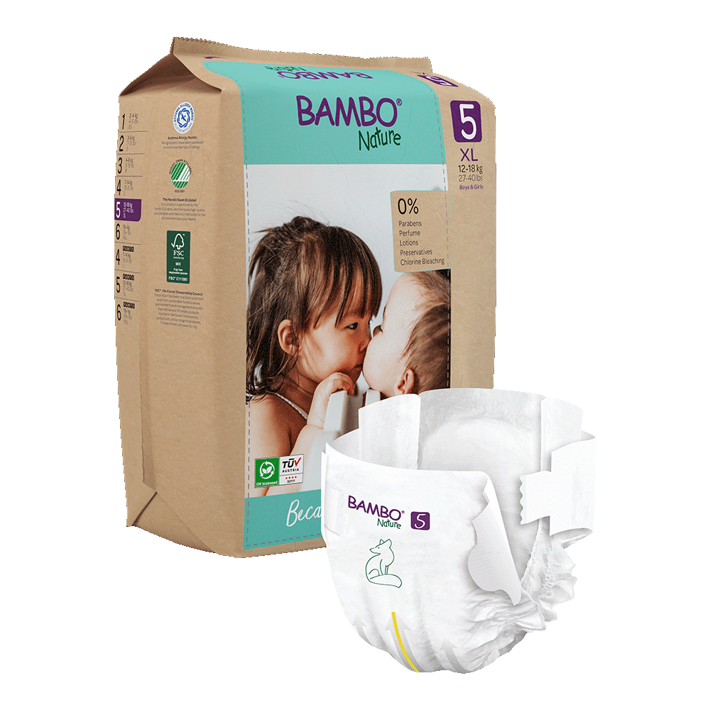 Bambo Nature Nappies - Size 5 (12-18kg/27-40lbs)