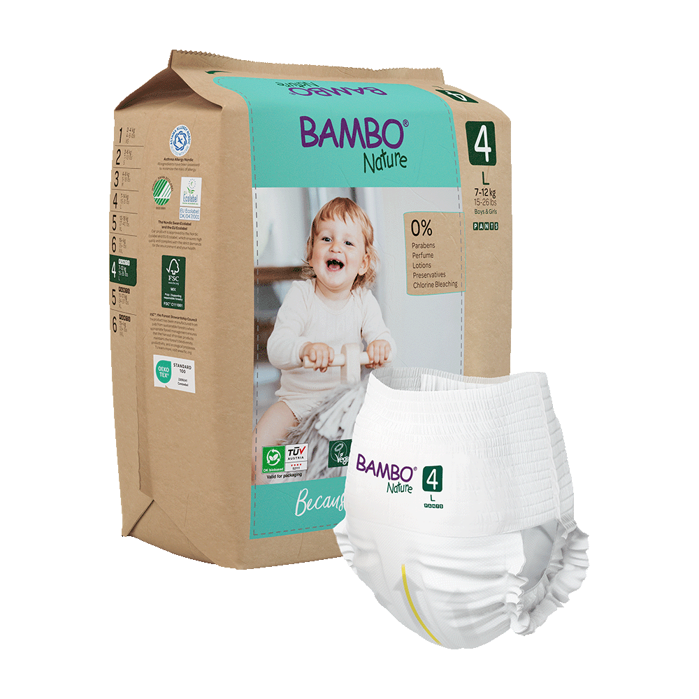 Bambo Nature Lycra Pants - Size 4 - Paper Packaging with diaper