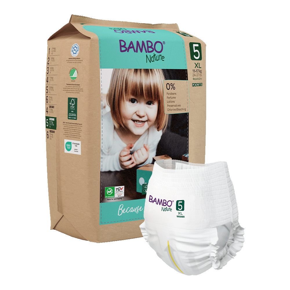 Bambo Nature Lycra Pants - Size 5 - Paper Packaging with diaper