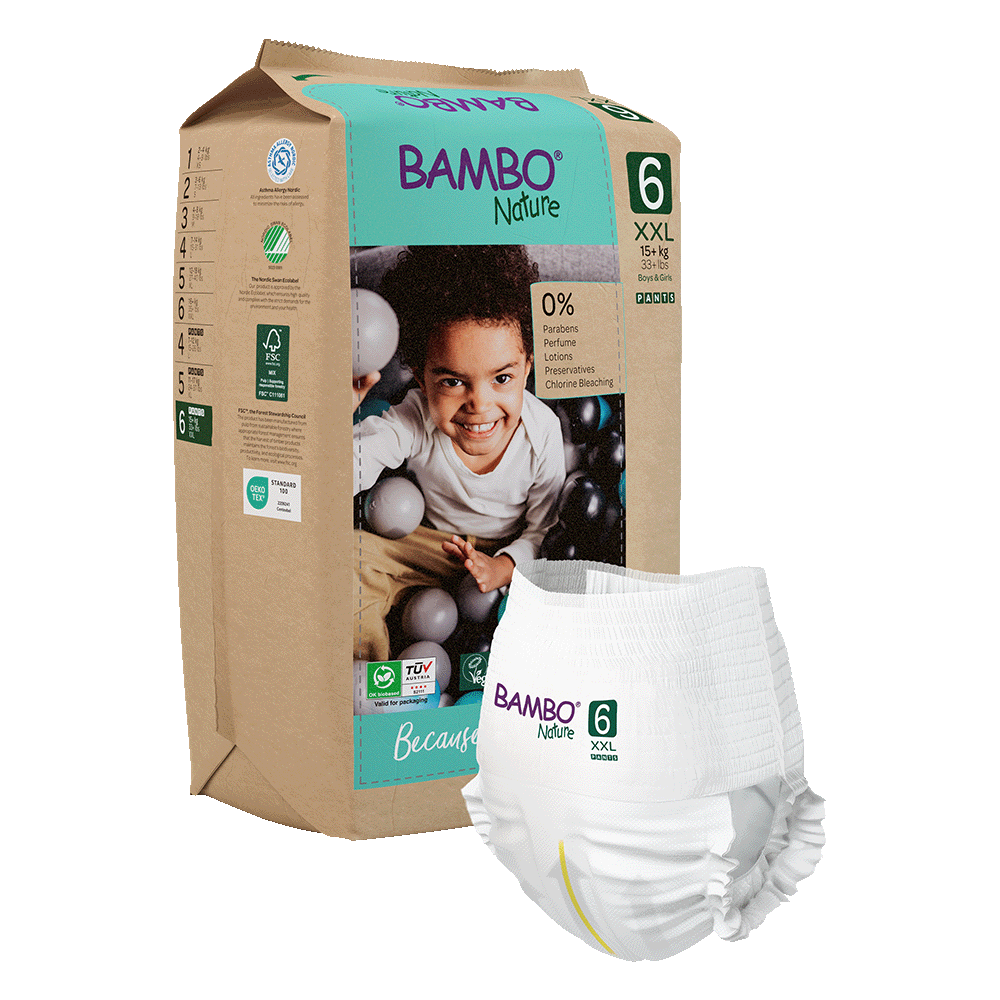 Bambo Nature Lycra Pants - Size 6 - Paper Packaging with diaper